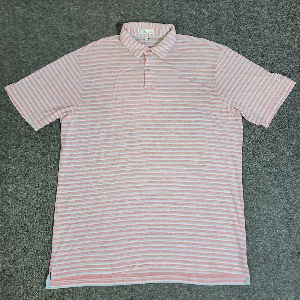 Peter Millar Dallas Cowboys Striped Performance Golf Polo Shirt Men L Pink Blue